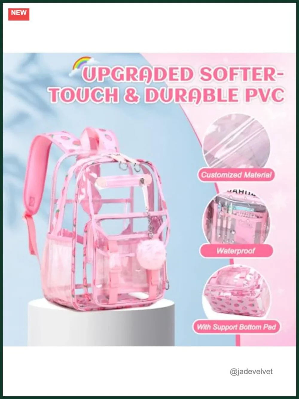 Clear Backpack with Matching Lunch Bag, Stadium Approved, Heavy Duty PVC, Kids
